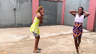 African Girls Playing Local Game Outdoor