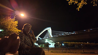 An exhibitionist came to a whore at the spot. She doesn't know what to do with him.