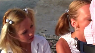 Insatiable Blondes Kelly and Pal Share Every Hard Cock Outdoors