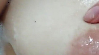 Wet Milky Tits with Hairs on Areolas