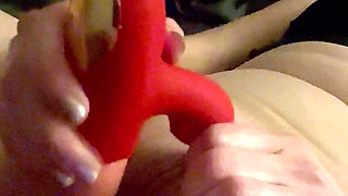 Masterbating My Shaved Pussy with My Licking Tongue Vibrator Toy