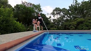 Hot Blonde MILF AshleyGrey Seduces Pool Maintenance Guy For Outdoor Bareback Sex