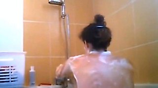 peeping at showering beautiful stepmom