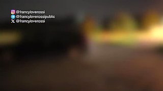 Amateur Italian Brunette Gets Gangbanged by Three Cocks in Public Parking Lot Car Sex