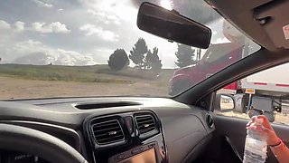 Curvy Latina creampied in car fuck