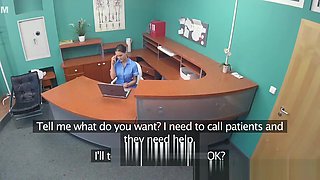 Doctor Prank Calls His Sexy Nurse With Big Tits Then Fucks Her