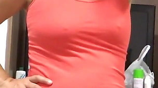 Stepmother on the Beach Gets Dressed and Undressed; I Jerk off While Filming Her.