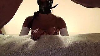 Bound And Hooded In A Bed I Have My Mouth Fucked. Ring Gag Lot Of Spit And Huge Oral Creampie