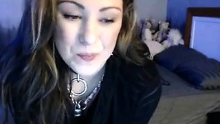 Webcam Girl Plays with Dildo Deep in Her Throat