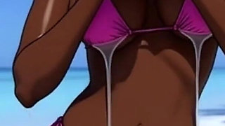 Ebony Girl Sex on the Beach. African Girl. Cartoon. the Sexiest Girls on the Planet