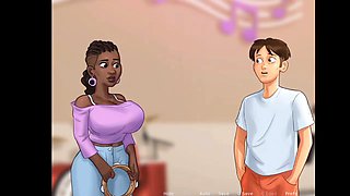 Summer saga bathroom fun with big boobed college girls