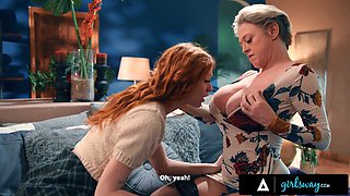 Hot Redhead Scarlet Skies Gets Tied Up & Rough Facefucked by Femdom Dee Williams