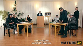 Watch as mature brunette Lilian Black cheats on her husband and secretly watches him take it from behind