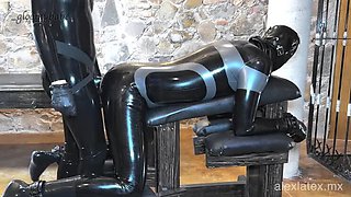 Gloomy Babe Pegging Alex Latex in Dungeon BDSM - Latex Fetish & Strapon Orgasm