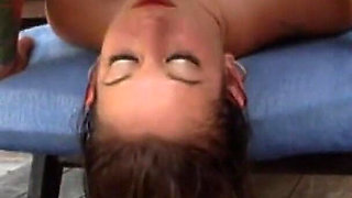 Brunette Babe Deepthroats Huge Cock and Swallows Cum Outdoors