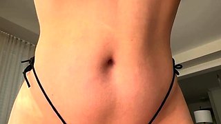 Busty curly brunette with big boobs fucks on couch