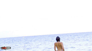 Nathalie Sainlouis: Nathalie Sainlouis Gives Jorge a Good Blowjob on the Beach