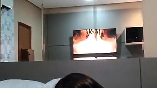 Sensual brunette and hardcore blonde threesome