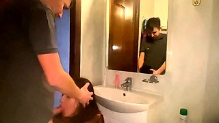 Fucked Friend's Big-Tit Girl in Bathroom Before Work