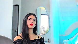 Shemale tranny enjoying solo masturbation