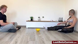 Huge Tits Blonde Loses Card Game, Strips For Punishment