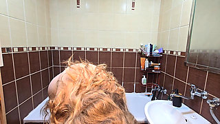 Busty BBW Shows Her Big Natural Tits and Shaves Her Pussy - Hot Shower