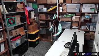 Teen stepsister thieves fucked by a security guards hard cock