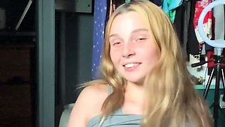 Blonde teen amateur teasing solo