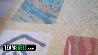 Step sisters Demi Sutra & evelin stone take turns sucking and riding bf's big shaft - teamskeet