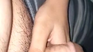 Massaging his ass and jerking her