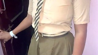 Indian Stepsister in School Uniform Fucks Stepbrother Before Class - Big Boobs & Tight Pussy