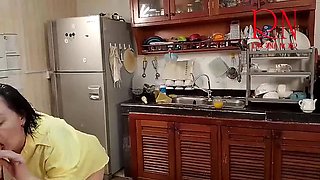 Hot Maid Morning Chaos - Nude Kitchen Tease & Funny Fuck