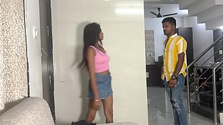 After Mom and Dad Went Out, the Girl Called Her Boyfriend at Home.