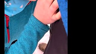 Public Blowjob on a Walking Trail with a Busty Amateur Teen