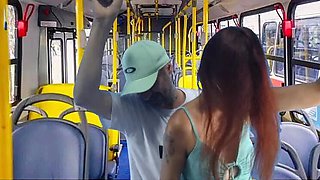 Public Transport Sex - Amateur Couple Fucking Doggy Style on Bus with Fanny Squirting