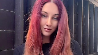 Smoking Outdoor Along Hair Fetish and Boobs Flash
