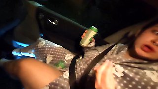 Chubby Busty Phat-assed Latina Chick Masturbates Up To Squirting In the Car & Gets Fucked Outdoors