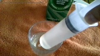 Milforpleasure's 4 Big Syringe White Wine Enema Punishment for Italian MILF Slave