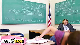 Dillion Harper squirts all over teacher's dick in detention - watch now!