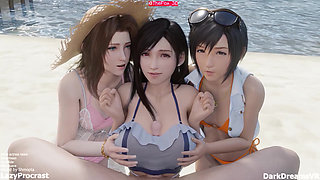 Final Fantasy VII FF7 - Beach Foursome Remix WM By LazyProcrast Animation 3D Hentai