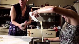 Amateur adorable blonde and brunette girls doing blowjob