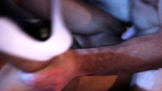 Beautiful Brunette Big Boobs Rides Fake Cock