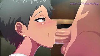 Horny Anime Babe Gives Blowjob and Takes Creampie After Workout