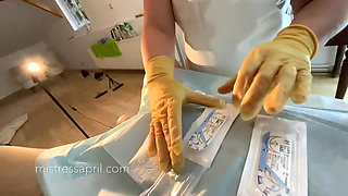 Dominatrix mistress April - clinical cock sewing