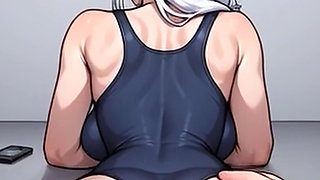 Waifu Amateur Teen POV Office Swimwear Tease & Close-up Boss Blowjob (1m Tease)