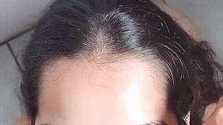 Facial Cum in POV - the Young Brunette Knelt and Had to Suck Until She Got All Messy