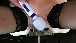 Fisting and vacuum pumping her massive snatch in bondage