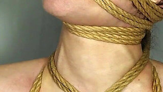 Slave Mila Tightly Tied in Orgasm Torment with Rope Bondage and Bound Orgasms