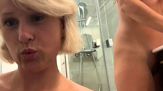 Pigtailed Brunette Lesbian Licks Hot Blonde