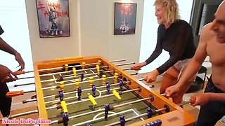 Hot MILF Strips for Table Football and Gets Fucked by BBC